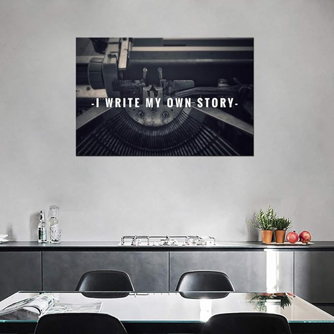Inspirational Office Wall Art Motivational Posters I write My Own Story with Vintage Styled Background Canvas Painting Pictures Prints Artwork Decor for Study Room Classroom Home Wall Decor-36 Wx24 H
