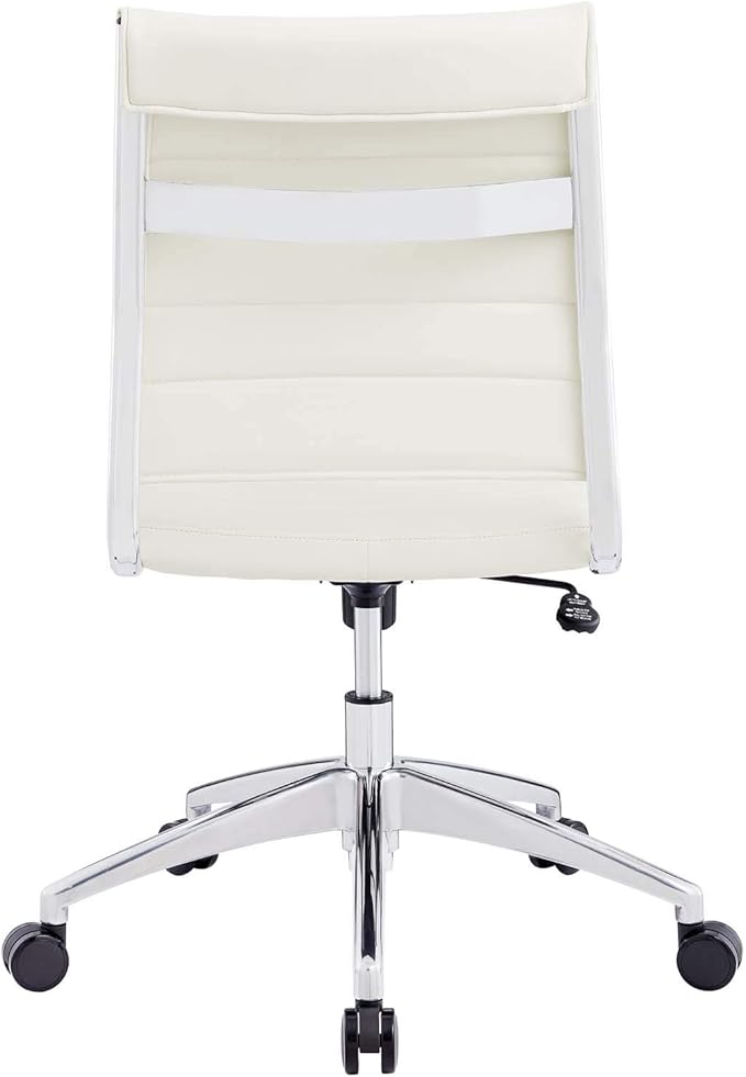 Modway Jive Ribbed Armless Mid Back Swivel Conference Chair In White