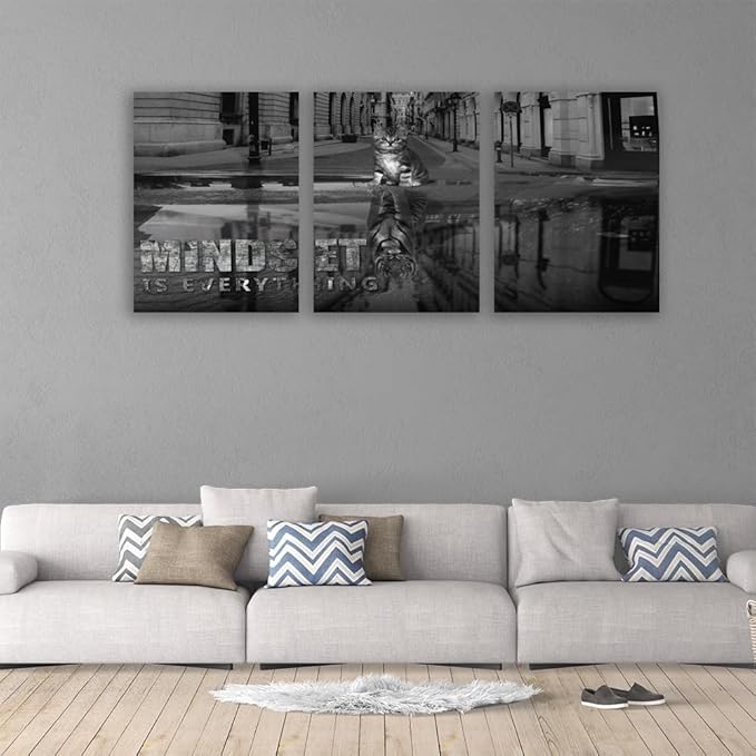 Inspirational Quotes Canvas Wall Art Motivational Ability Motivation Attitude Canvas Paintings Posters Prints Entrepreneur Quote Home Office Bedroom Decor 3 Panels Ready to Hang - 36" W x 16" H