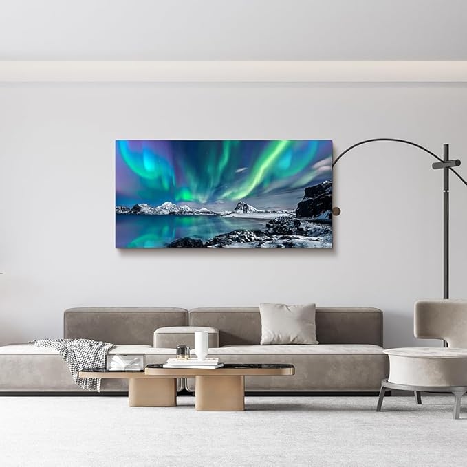 Large Wall Decor For Living Room Canvas Wall Art For Bedroom Blue Aurora Scenery Paintings Modern Bathroom Canvas Art Prints Ready To Hang Office Pictures For Home Kitchen wall Decorations Artwork