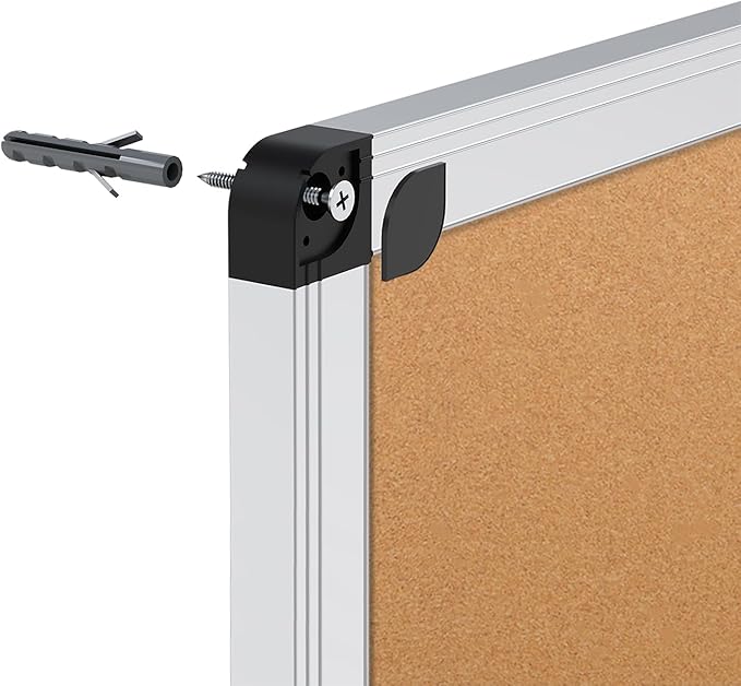 VIZ-PRO Large Cork Bulletin Board, 72 X 48 Inches, Wall-Mounted Corkboard with Silver Aluminium Frame for School, Office, and Home 6' X 4'
