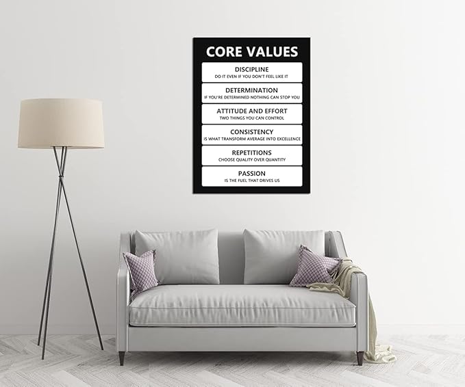 Core Values Motivational Canvas Painting Inspiration Wall Art for Office Inspirational Poster Prints Wall Pictures for Living Room Home Decor Framed Ready to Hang [30''W x 40''H]