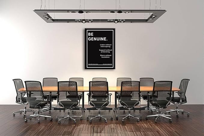 Motivational Be Genuine Posters Wall Art Inspirational Painting Picture Inspiring Entrepreneur Quote Posters Prints Artwork Canvas Wall Decor for Office Living Room Home Framed [30''W x 40''H]