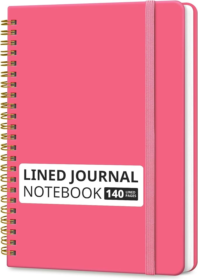 Taja Lined Spiral Journal Notebook for Women & Men, 140 Pages, College Ruled Hardcover Notebook for Work & Note Taking, Journals for Writing, A5(5.7" x 7.9") – Peach Pink