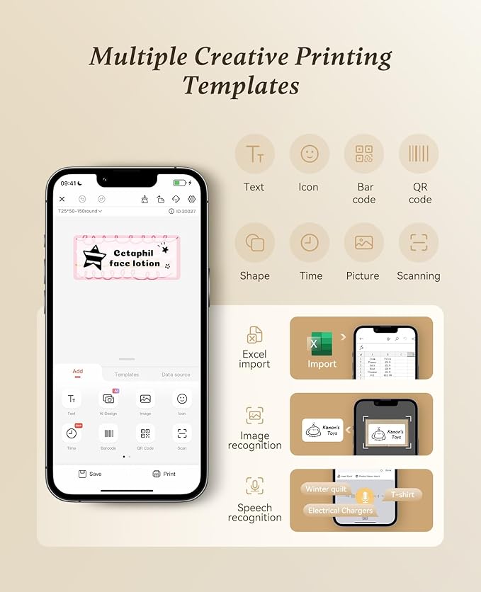 NIIMBOT D101 Label Makers with 1 Roll 0.47''x1.57'' Tape, Portable Bluetooth Sticker Printer for Home Office School Organizing Use with Print Width 0.5 to 1 Inch, White
