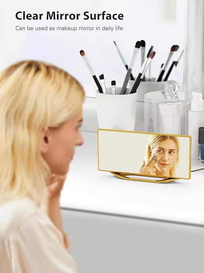 Digital Alarm Clock for Bedrooms, Slim LED Desk Clock with Gold Mirror Finish, 7 Levels Brightness, Dual USB Ports, Snooze, 12/24H, 8.7" Large Display Modern Bedside Clock for Home Office Decor