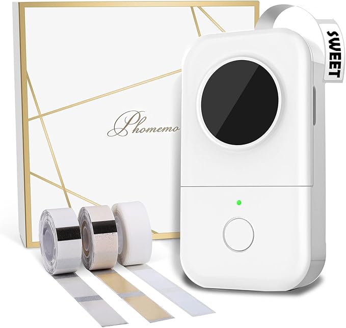Phomemo Label Maker Machine with Tape D30 Label Printer-with 3 Roll Adhesive Label,Bluetooth Label Maker Small Portable Sticker Maker Compatible with iOS&Android White