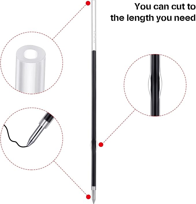 30 Piece Black Ink Pen Refills, 1 mm Ballpoint Refills Replacement Ballpoint for Click Retractable Pens Office College Supplies