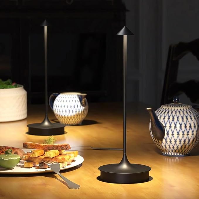 Cordless Table Lamp Rechargeable LED Battery Operated 4000mAh Table Lamp Touch Dimmable Lamp Outdoor Waterproof Portable Wireless Table Light for Dining Restaurant Bar Indoor/Outdoor Use (Black-2PC)