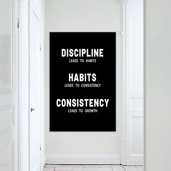 Motivational Wall Art Wall Decor for Office Inspirational Discipline Consistency Noun Entrepreneur Quotes Canvas Poster Positive Picture Artwork for Living Room Gym Workplace Wall Decor [24''Wx36''H]