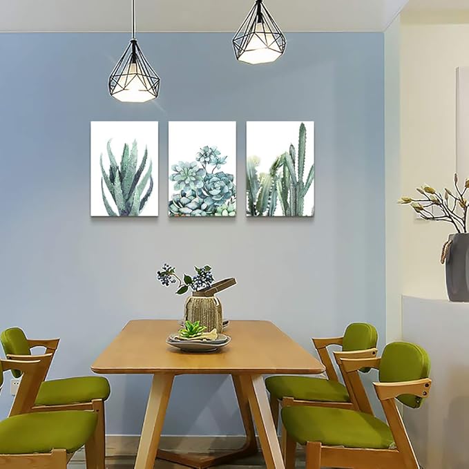 Canvas Wall Art For Living Room Bathroom Wall Decor For Bedroom Kitchen Artwork Canvas Prints Green Plant Flowers Painting 12" X 16" 3 Pieces Modern Framed Office Home Decorations Family Picture