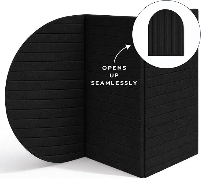 Orelle Fluted Arch Felt Bulletin Board | Foldable Peel and Stick Felt Board for Wall | Aesthetic Arch Pin Boards for Walls, Office, Vision Board, Kids Art Display | 23 x 31”| Black
