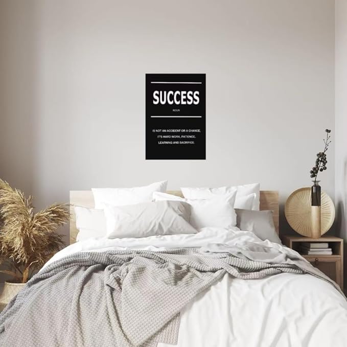 LMGOV Motivational Wall Decor, SUCCESS Office Wall Art for Men, Inspirational Canvas Painting for Bedroom, Black and White Poster for Bathroom, Home Office, Dorm, Gym