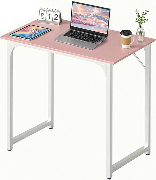BestOffice Computer Desk,Home Office Desk, Modern Simple Style for Home Office Study Writing (Pink, 32 Inch)