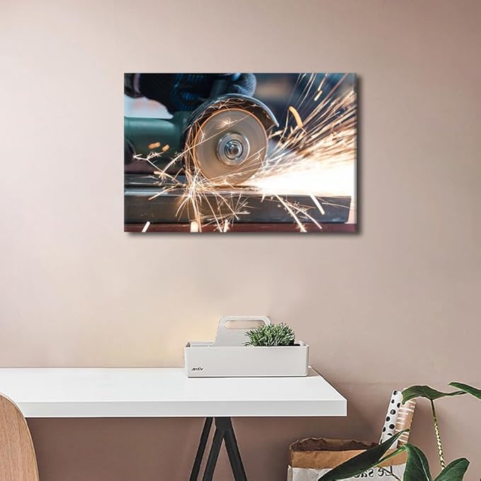 Bathroom Decor Wall Art Machine Tool Canvas Painting Wall Art Cut Metal Canvas Art Wall Painting Framed Wall Art Canvas Art Posters Modern Wall Decor Canvas Arts & Crafts, 12" x18"