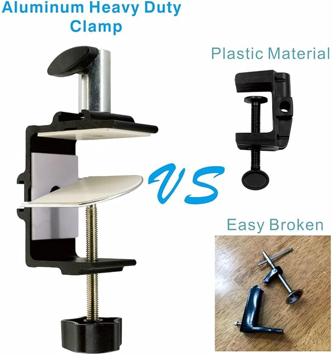 Heavy Duty Replacement Clamp for 1/2” Base Magnifying Lamp，Desk Lamp，Magnify Lamp，Swing Arm Lamp，Mic Microphone Suspension Boom Scissor Mount(Black)