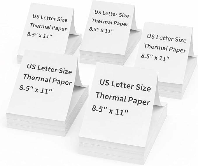 FungLam Thermal Printer Paper 8.5 x 11 Inch, 1000 Sheets US Letter Size Thermal Paper, Folded, Continuous, Perforated, Compatible with A4 Portable Thermal Printer