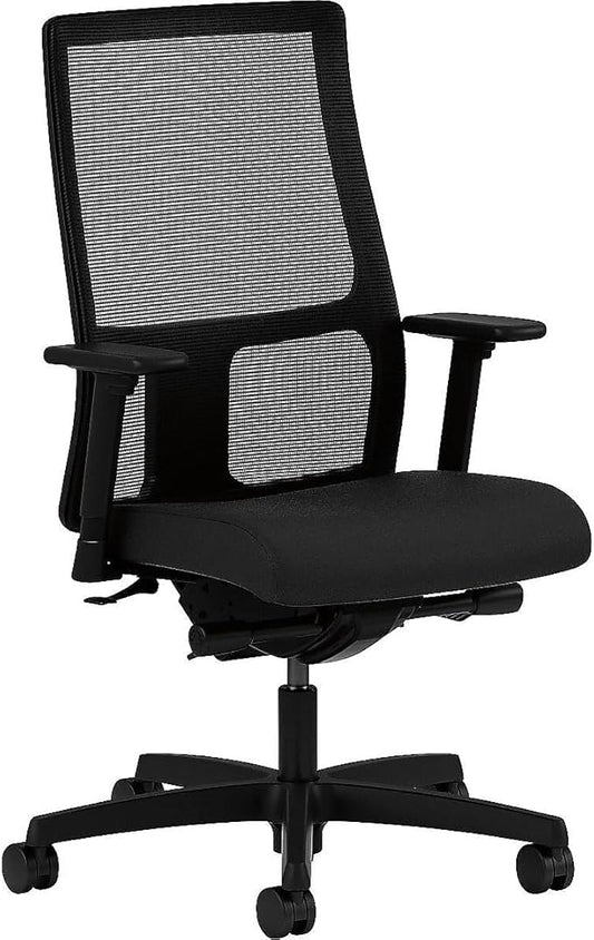 HON Ignition Series Mid-Back Work Chair - Mesh Computer Chair for Office Desk, Black (HONIW108CU10)