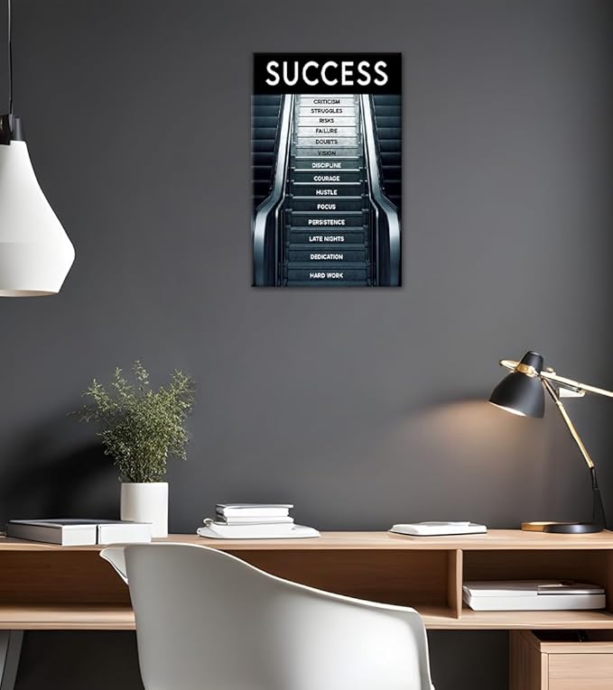 Inspirational Artwork for Home Walls Large Ladder to Success Canvas Paintings Posters and Prints Abstract Success Factors Artwork for Coffee Shop Reading Room Decor Framed Easy to Hang-28x44 inches