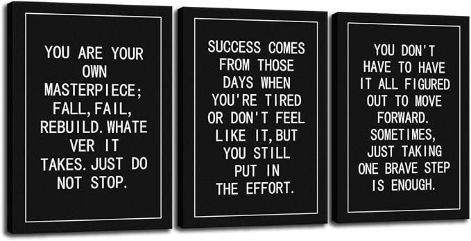 Inspirational Just Do Not Stop Poster Motivational Canvas Art Paintings 3 Pieces Inspiring Picture Prints Artwork Living Room Wall Decor Office Home Wooden Framed Ready to Hang[60''Wx 28''H]