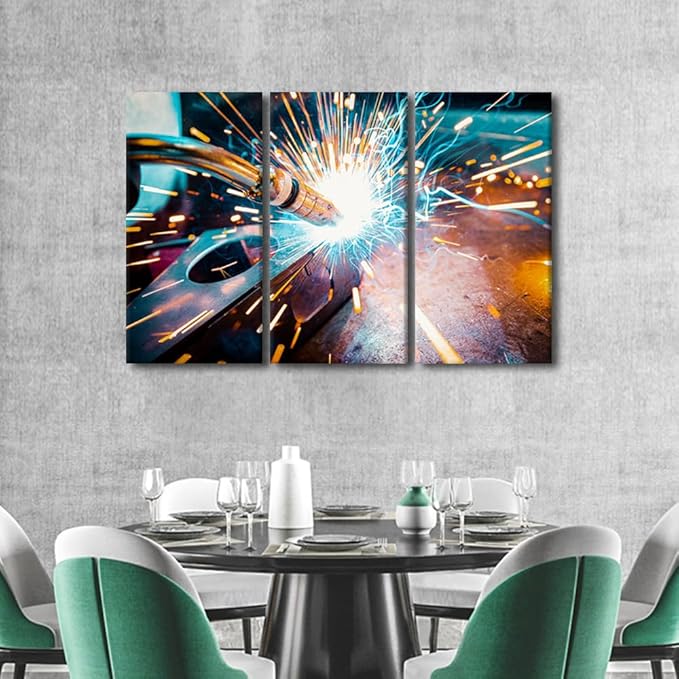 Welding Pictures for Bedroom Wall Decor Canvas Painting Wall Art 3 Piece Wall Art Modern Artwork for Walls Framed Art Wall Decor Family Wall Decor Canvas Art Posters & Prints, 42x28 Inch