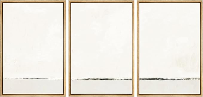 SIGNWIN Framed Canvas Print Wall Art Set Duotone Gray White Grunge Pastel Landscape Shapes Abstract Illustrations Modern Art Decorative Nordic Zen for Living Room, Bedroom, Office - 24"x36"x3 Natural