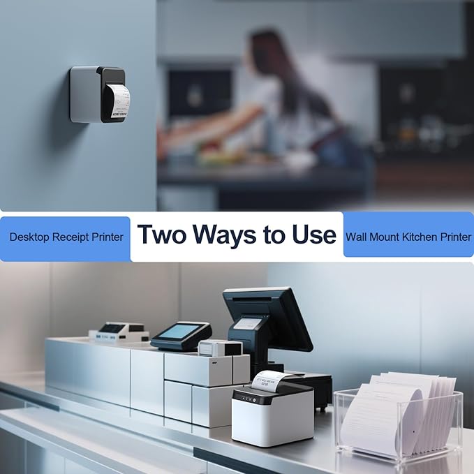 Bisofice 80mm Receipt Printer ESC/POS Thermal Printer Desktop Direct Print USB+LAN Connection High Efficiency with Auto Cutter Large Paper Bin for Shipping Business Restaurant Kitchen Supermarket