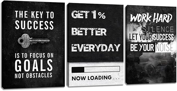 Motivational Canvas Wall Painting Wall Art Inspirational Poster Execute Hustle 3 Pieces Prints Artwork for Living Room Modern Home Office Decor Painting Pictures Stretched and Framed Ready to Hang