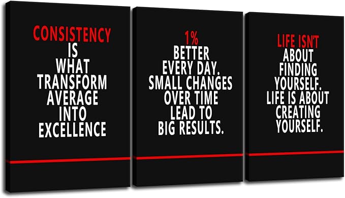 Inspirational Positive Poster Motivational 3 Pieces Wall Art Canvas Prints Artwork for Living Room Office Modern Home Decor Painting Pictures Stretched and Framed Ready to Hang [48''Wx 24''H]