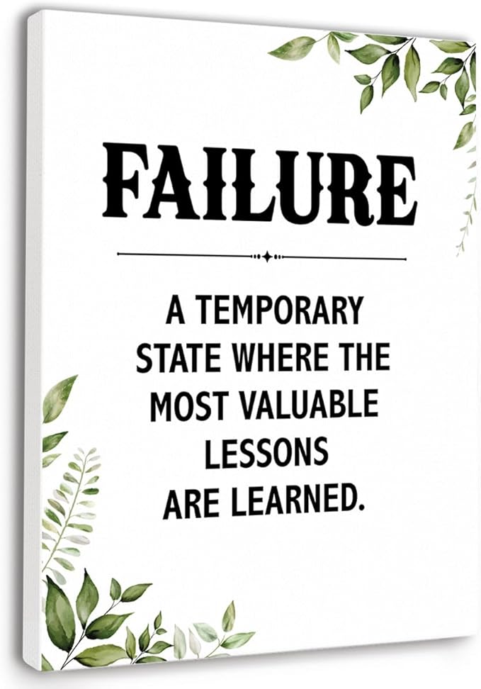 Gwisml Failure Quotes Wall Decor,Inspirational Quotes Canvas Frame Paintings For Office Home Workplace Wall Art Decor