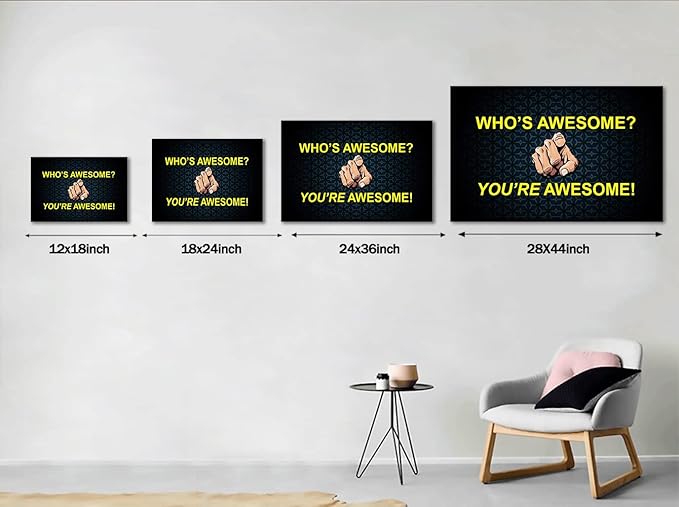 Yatsen Bridge Wall Art Who’s Awesome You’re Awesome Motivational Quote Poster Frame Modern Gallery-Wrapped Entrepreneur Inspirational Motto Canvas for Office Home Decor 28''Hx44''W