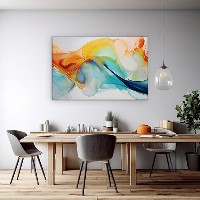 Wall Art for Office. Vibrant Explosion Of Swirling Colors, A Dynamic Fusion Of Passion And Tranquility Large Wall Art, Canvas Wall Arts, Wall Art Decor, Office Wall. Size: 130x86 cm (51x34 inch)