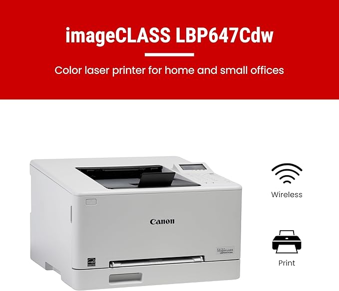 Canon Color imageCLASS LBP647Cdw Wireless Laser Printer for Duplex Printing, White - Home Office, Small Office Printer with 26 PPM