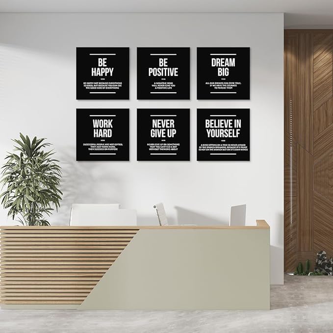 GUBIYU Black and White Motivational Wall Decor Inspirational Posters for Office Bedroom Wall Art,Daily Positive Affirmations Wall Decor for Men Women Spiritual Office Wall Decor Positive Art 16"X16"