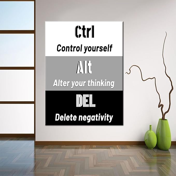 Inspirational Wall Art Ctrl Alt Del Signs Entrepreneur Quotes Success Paintings Picture Artwork Motivational Canvas Poster Print for Home Living Room Workplace Stretched and Framed [30''Wx 40''H]