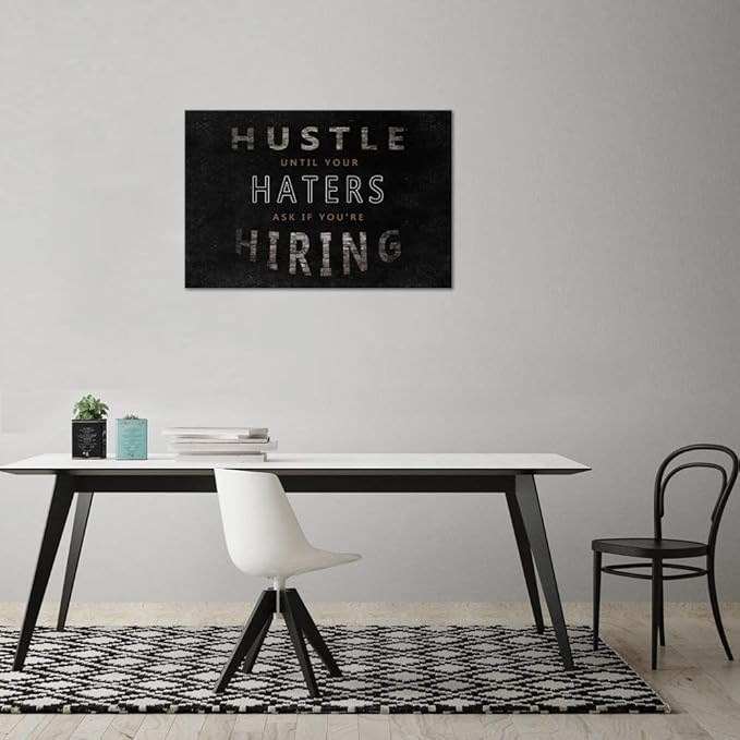 Yatsen Bridge Modern Inspirational Quote Posters for Office Classroom Decor Hustle Entrepreneur Motivational Artwork Inspiring Postive Painting Artwork Stretched Ready to Hang - 24''H x 36''W