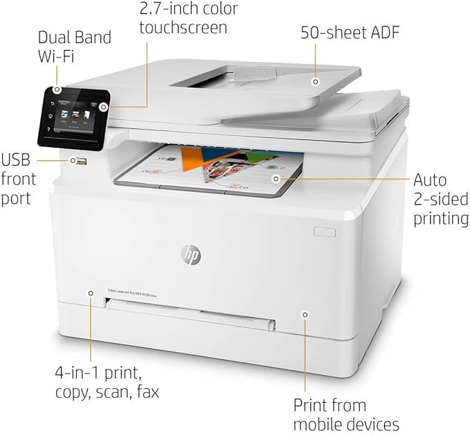 HP LaserJet Pro Wireless Color Printer - All-in-One Inkjet Printer for Home & Office Use - HEWT6B83A (Renewed)