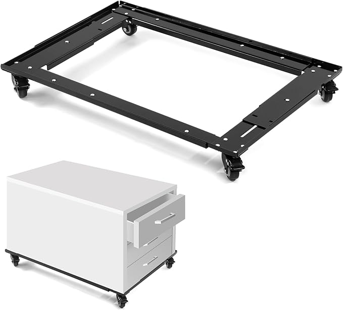 Adjustable Lateral Files and Storage Cabinet Dolly Large Commercial Adjustable Cabinet File Dolly for Home Office, Long30''-42'', Width18''-25''