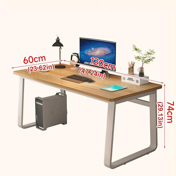 Computer Small Desk, Office Writing Work Study Student Home Bedroom with Metal Frame Wooden top No Wheels,Easy Assembly(Nogal claro,140 * 60cm(55 24in))