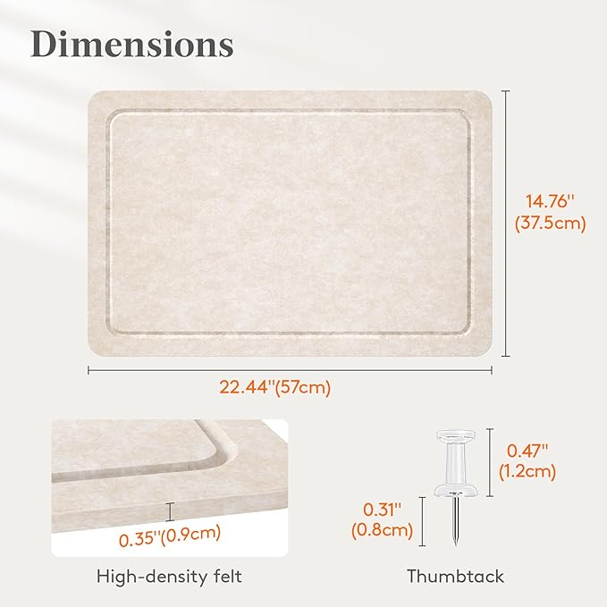 Lifewit Cork Board Alternative,22.4"x 14.8" Bulletin Board with Self-Adhesive,Foldable Decorative Felt Pin Board Vision Board Message Board with 20 Pushpins for Office Wall Decor, Room Decor, Oatmeal