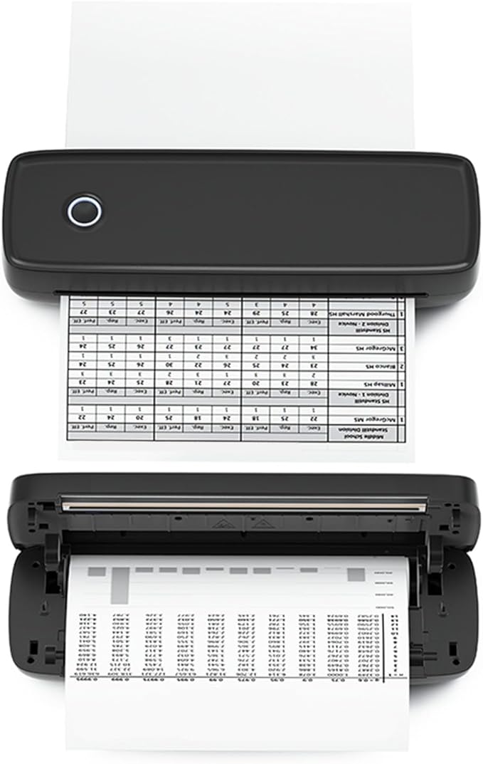 ZJchao Portable Thermal Printer, A80 Small Printers Cordless for Travel Support A4 203dpi Bluetooth Thermal Printer with 1 Roll of Thermal Paper Inkless Printer for Home Office