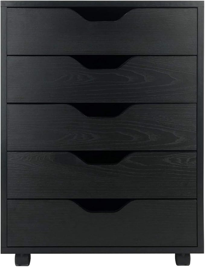 5-Drawer Wood Filing Cabinet, Mobile Storage Cabinet for Closet/Office Black Color Classic File Cabinets Storage Filing Cabinet for Home Office,Anti-tilt Structure MITPATY