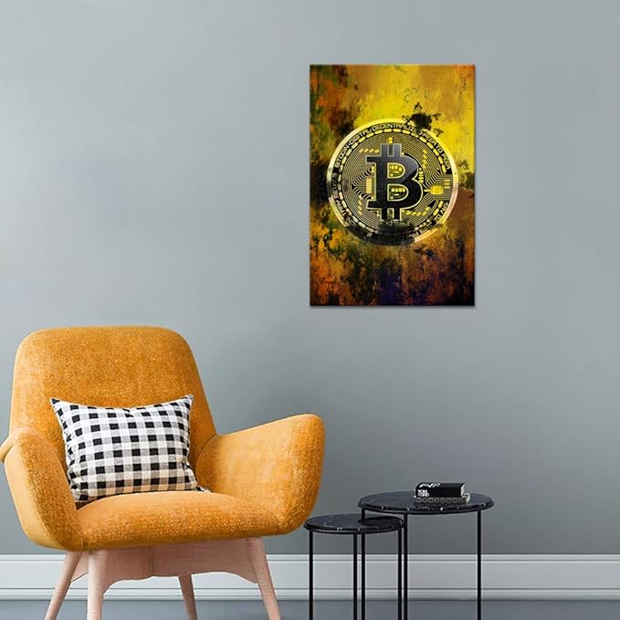 Bitcoin Inspirational Wall Art Motivational Entrepreneur Pictures Cryptocurrency Trader Hodler Canvas Painting Modern Hodl Crypto Btc Posters Prints Artwork for Office Decorations Framed (24¡±Wx36¡±H)