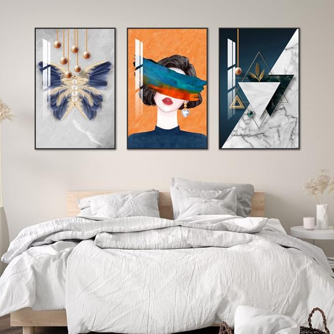 Large Wall Art for Living Room,Black Framed Abstract Wall Decor for Home Minimalist Artwork Painting 20" x 28" 3 Pieces Canvas Print for Bedroom Decor Kitchen Office Hang a Modern Picture