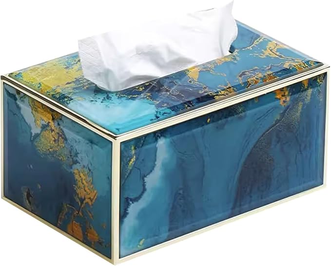 Stylish Tissue Box Waterproof Tissue Box Decorative Tissue Box and Creative Tissue Holder for Bathroom Dressers Offices Gift Bar Decor Bar Modern Tissue Box (Color : Blue, Size : Large) (Blue Large)