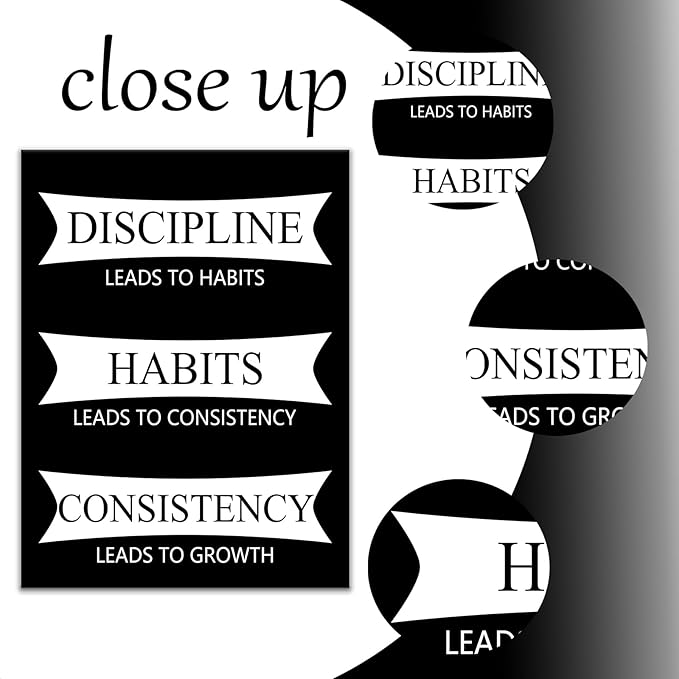 Large Inspirational Wall Art Poster Painting Discipline Motivational Quotes Printed on Canvas Positive Picture Wall Decor for Living Room Office Workplace Artwork Stretched and Framed [30''Wx 40''H]