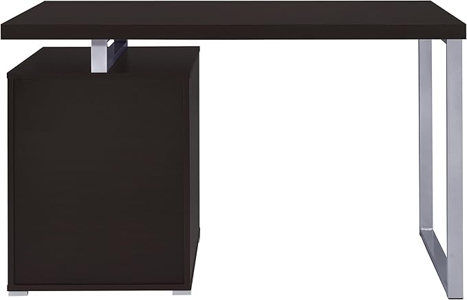 Coaster Home Furnishings Brennan Modern Contemporary Home Office 3-Drawer Writing Desk with Drawers Computer Desk Study Table File Cabinet Storage Silver Metal Frame Cappuccino Brown 800519