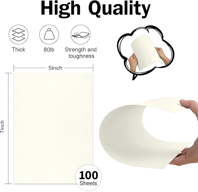 5x7 Ivory Linen Paper Textured Cardstock, Goefun Light Cream Wedding Invitation Cardstock 80 lb Linen Paper for Printing, Invitations, Arts & Crafts and Business Cards,100 Pack