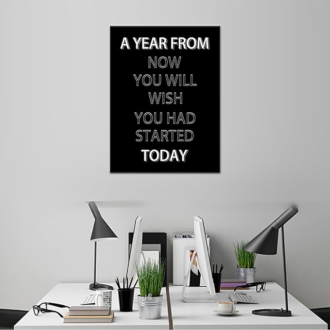 Inspirational Canvas Wall Art Motivational Poster Entrepreneur Quotes Wall Decor for Living Room Bedroom Office Canvas Print Positive Framed Art Decoration Ready to Hang [12''Wx18''H]