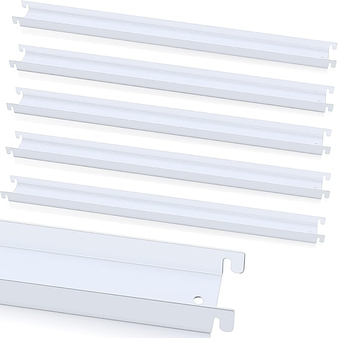 Patelai 6 Pcs Lateral Front to Back File Bar Rails Hanging File Cabinet Rails Stainless Steel Drawer Inserts for Sides Letter Size Folders Office Home, White 15.76 Inches Long